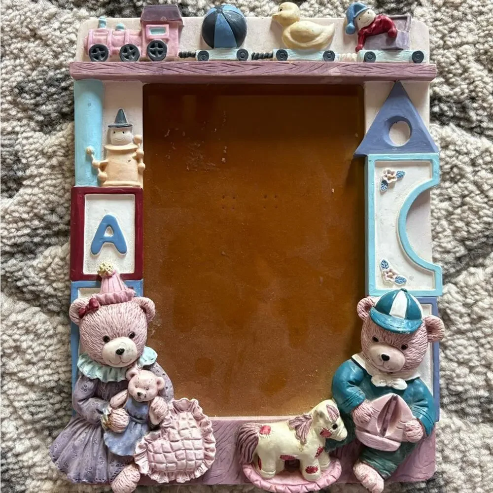 Vintage bear baby picture frame